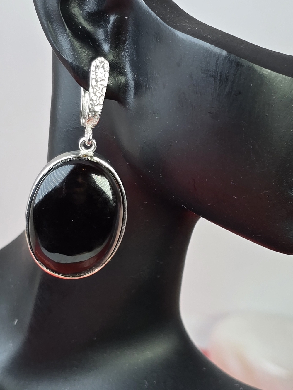 925 Sterling Silver Earrings with Smoky Quartz 1.7x2.5cm Gemstone